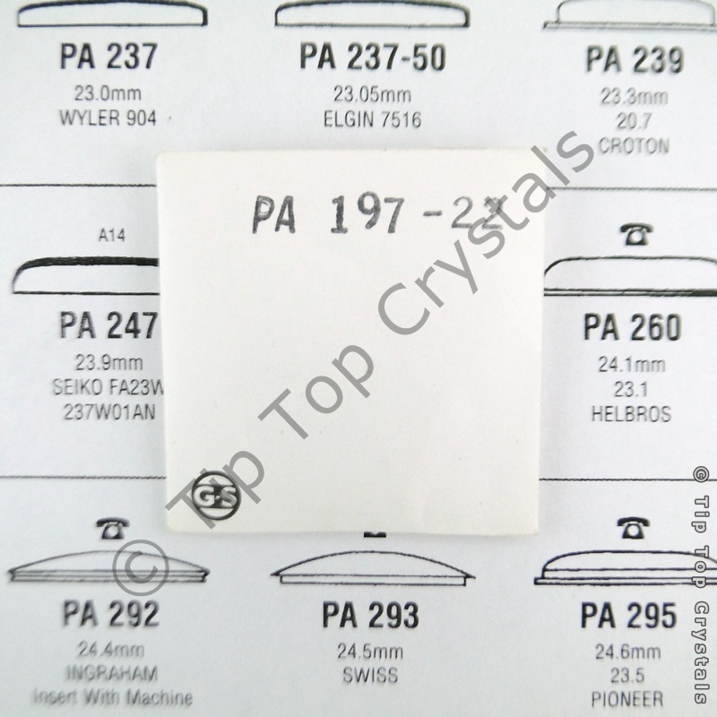 GS PA197-22 Watch Crystal - Click Image to Close