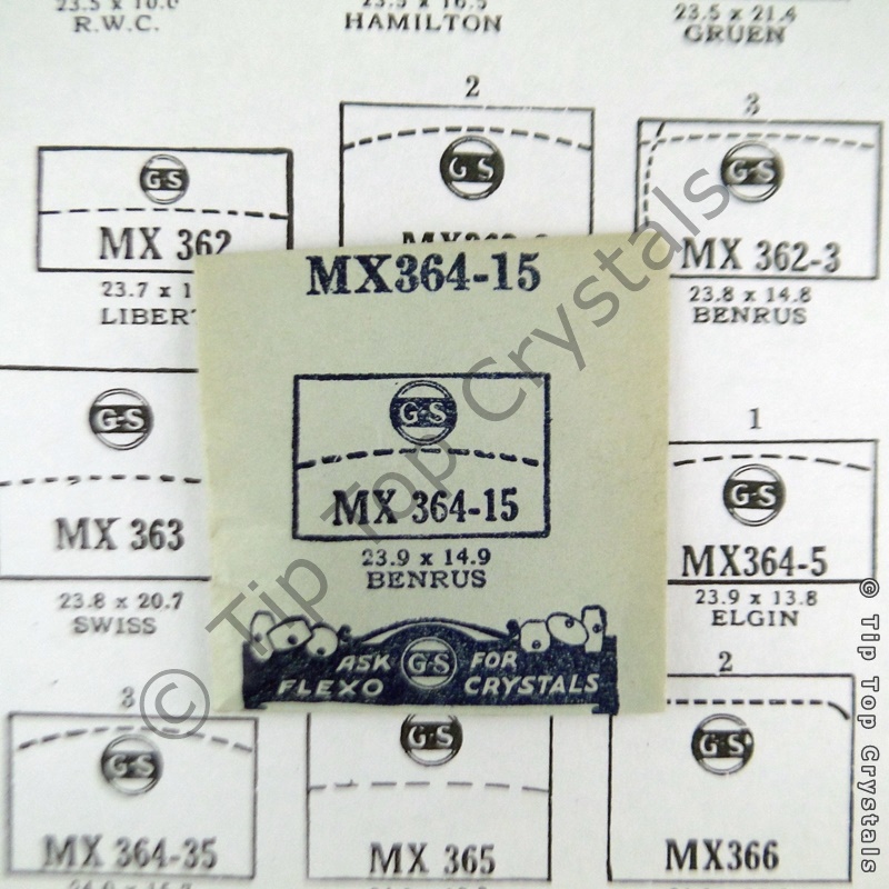GS MX364-15 Watch Crystal - Click Image to Close