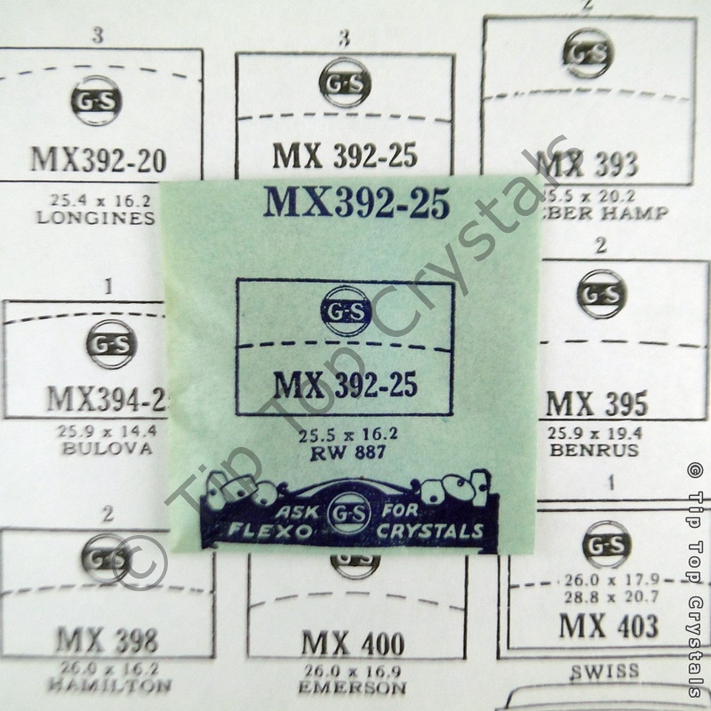 GS MX392-25 Watch Crystal - Click Image to Close
