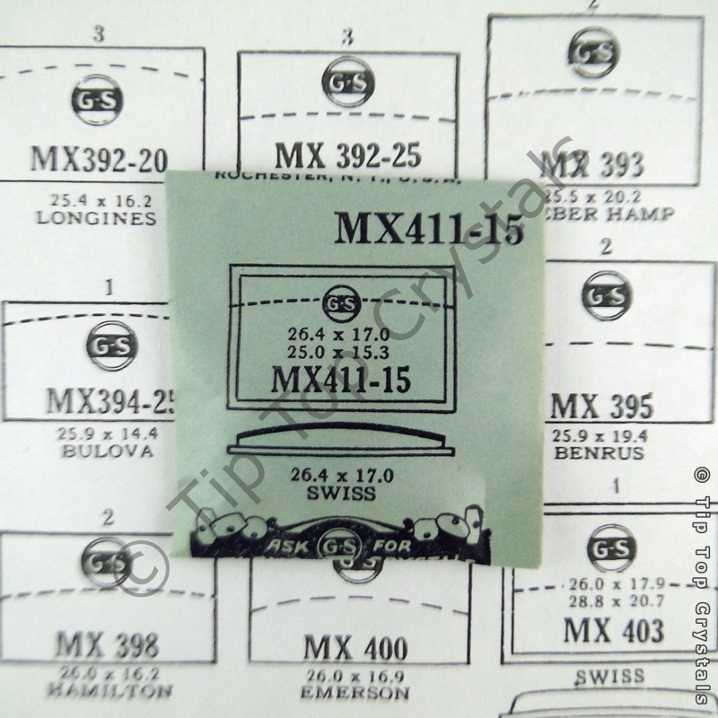 GS MX411-15 Watch Crystal - Click Image to Close