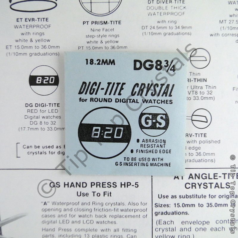 GS DG8-3/4 Watch Crystal - Click Image to Close