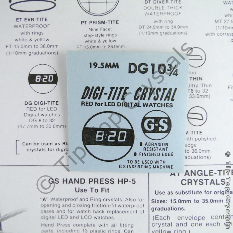 GS DG10-3/4 Watch Crystal - Click Image to Close