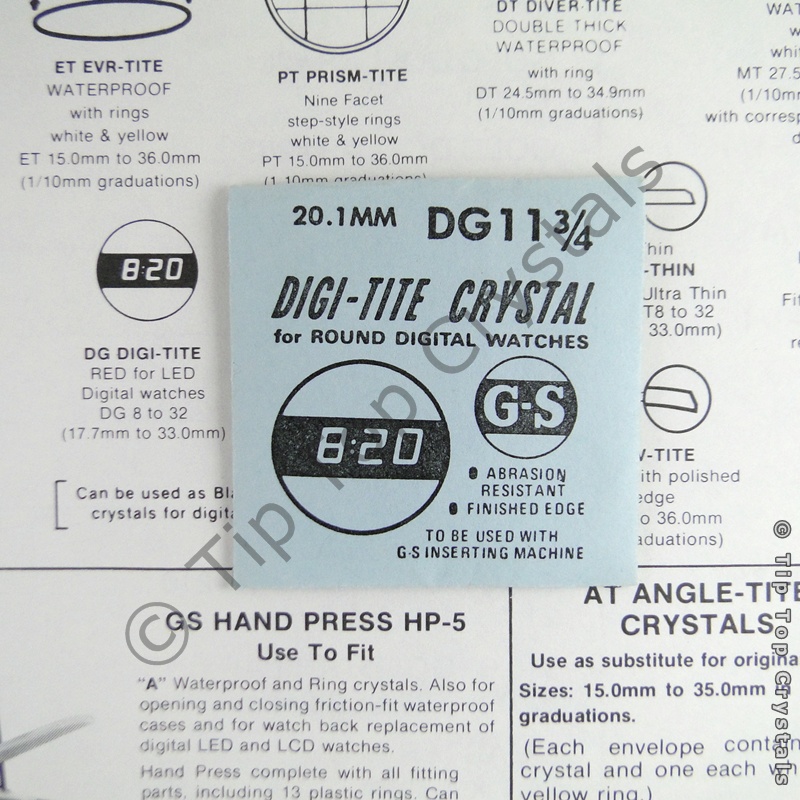 GS DG11-3/4 Watch Crystal - Click Image to Close