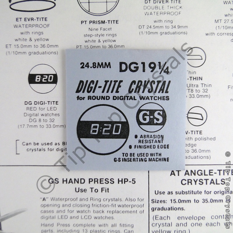 GS DG19-1/4 Watch Crystal - Click Image to Close