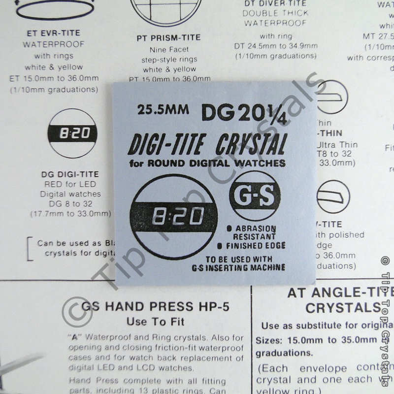 GS DG20-1/4 Watch Crystal - Click Image to Close