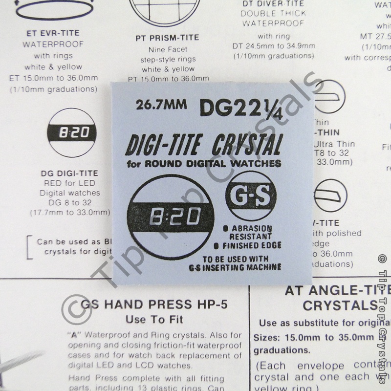 GS DG22-1/4 Watch Crystal - Click Image to Close
