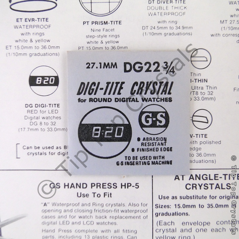 GS DG22-3/4 Watch Crystal - Click Image to Close