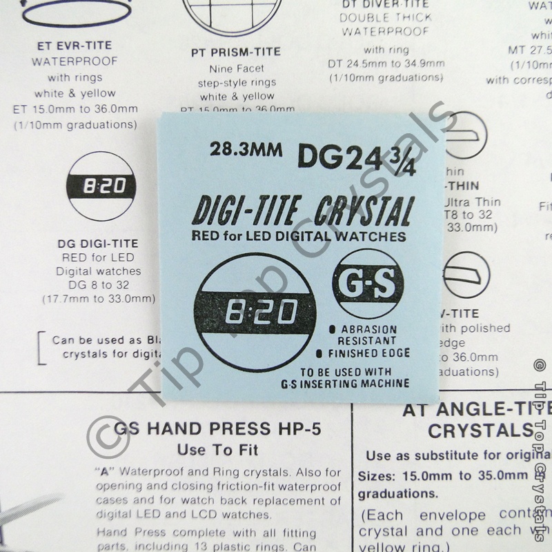GS DG24-3/4 Watch Crystal - Click Image to Close