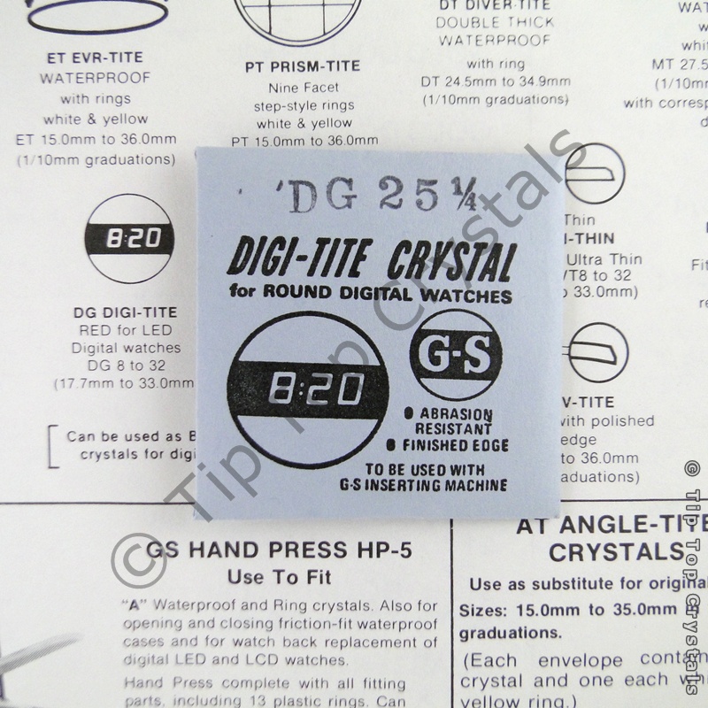 GS DG25-1/4 Watch Crystal - Click Image to Close