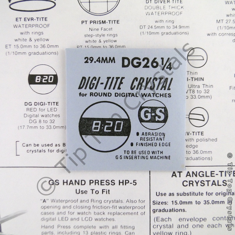 GS DG26-1/4 Watch Crystal - Click Image to Close