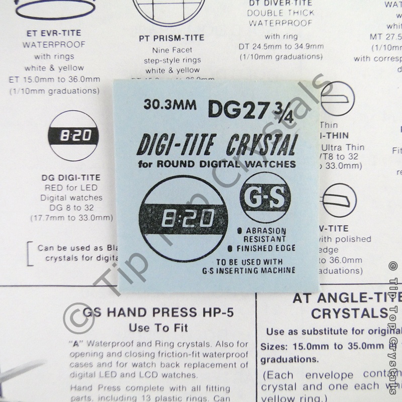 GS DG27-3/4 Watch Crystal - Click Image to Close
