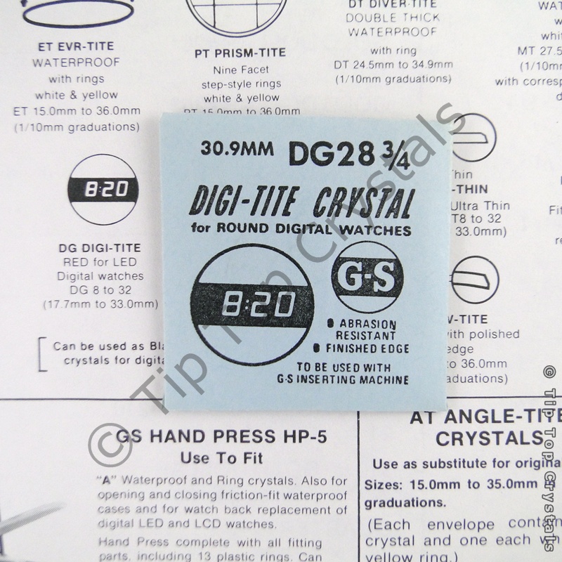 GS DG28-3/4 Watch Crystal - Click Image to Close
