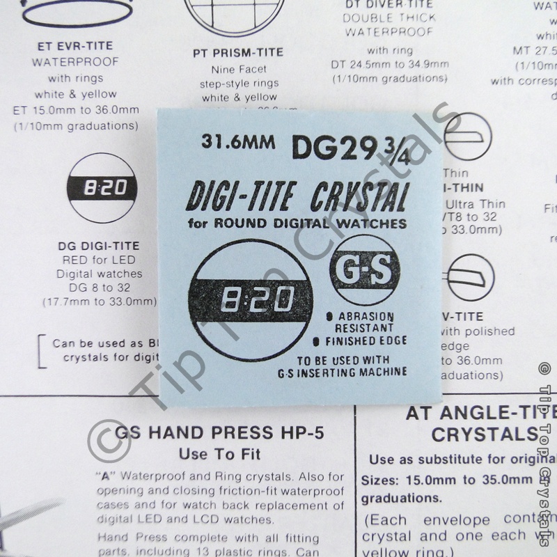 GS DG29-3/4 Watch Crystal - Click Image to Close