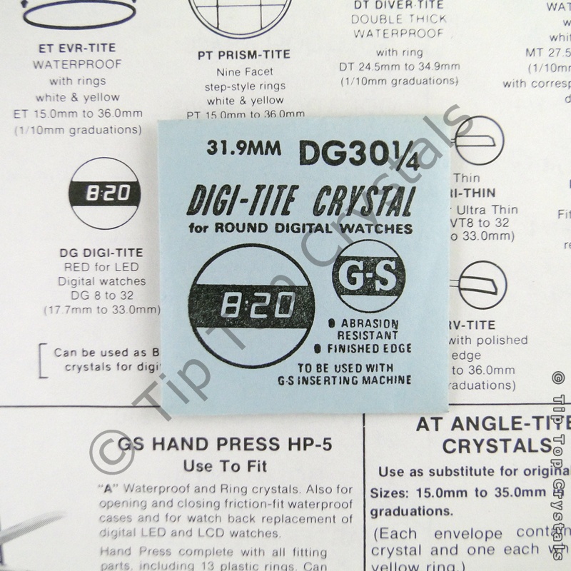 GS DG30-1/4 Watch Crystal - Click Image to Close