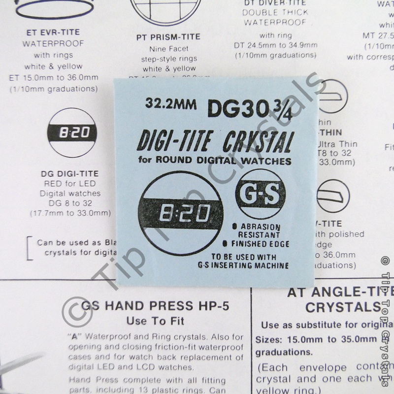 GS DG30-3/4 Watch Crystal - Click Image to Close