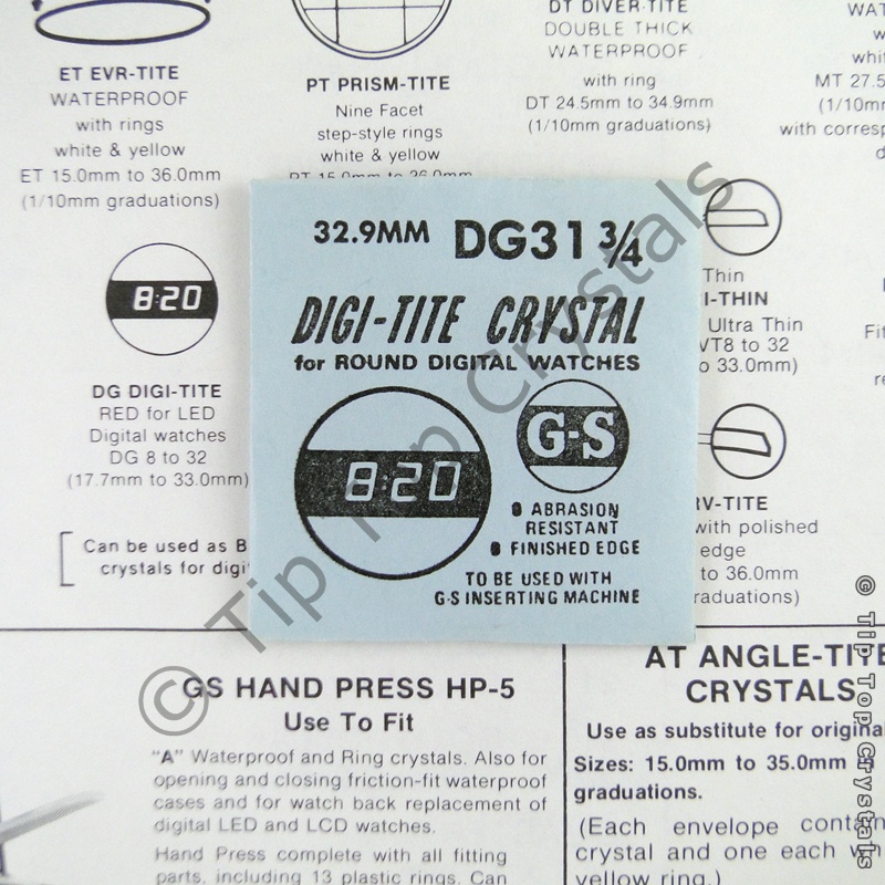GS DG31-3/4 Watch Crystal - Click Image to Close