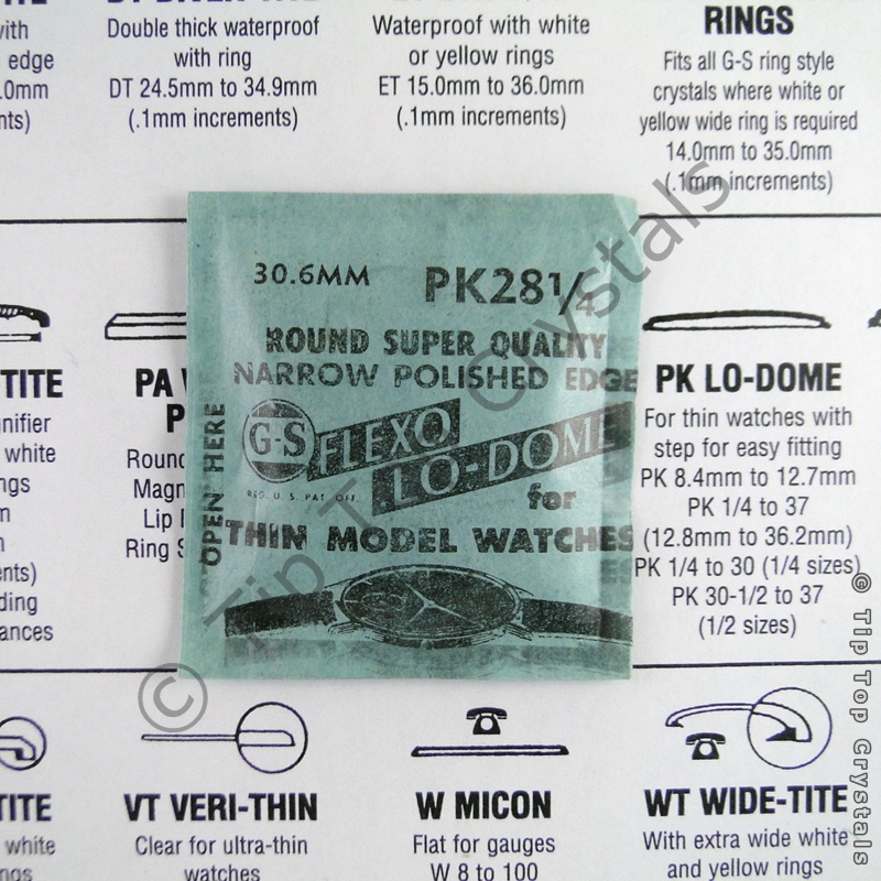 GS PK 28-1/4 Watch Crystal - Click Image to Close